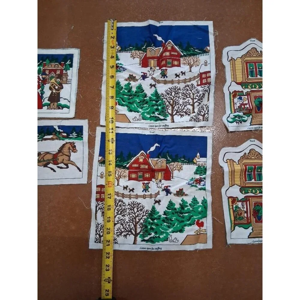 Vintage Hallmark Christmas Fabric Cut & Sew Panels For Stuffed Decorations Winte